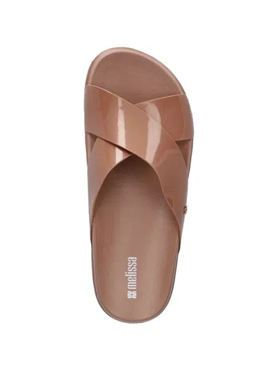 Melissa Crossover-strap Slides In Brown
