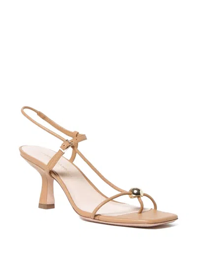 Loeffler Randall Triana Strappy Mid Heel Sandals With Ball Dune In Brown