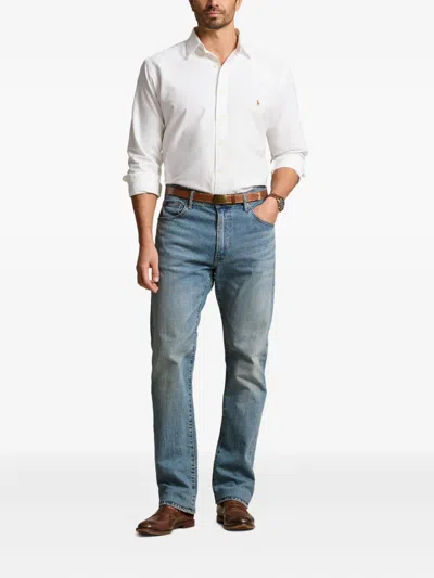 Polo Ralph Lauren Slim-fit Button-down Collar Logo-embroidered Cotton Oxford Shirt In White