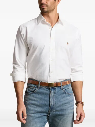 Polo Ralph Lauren Slim-fit Button-down Collar Logo-embroidered Cotton Oxford Shirt In White