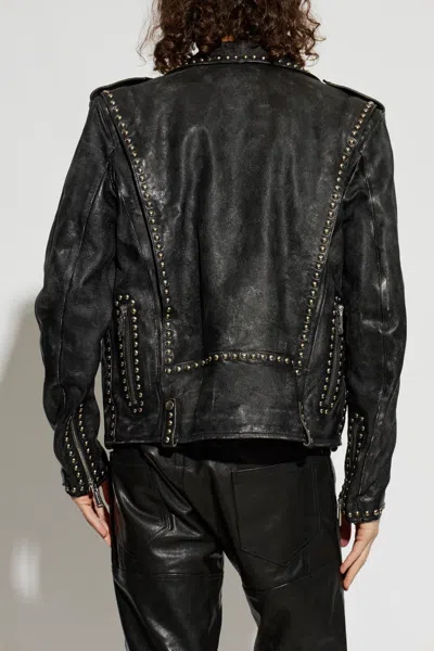 Dsquared2 Stud-embellished Leather Biker Jacket In Black