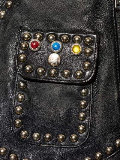 Dsquared2 Stud-embellished Leather Biker Jacket In Black
