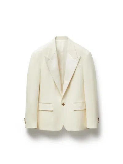 Versace Stretch Wool Blazer In White