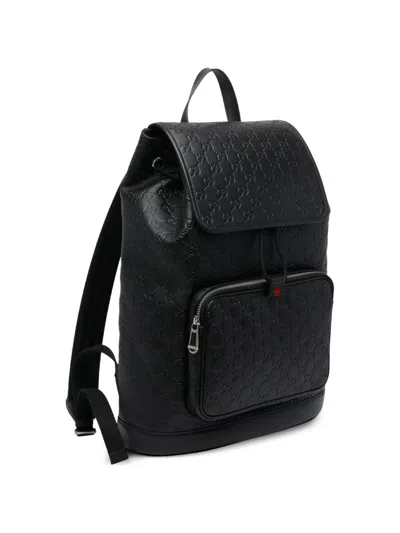 Gucci Medium Gg-emblem Backpack In Black