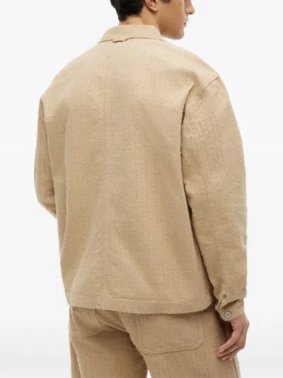 Tommy Hilfiger Distressed-effect Logo-patch Jacket In Brown