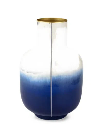 Pip Studio Leaf-print Ombre-effect Vase In Blue