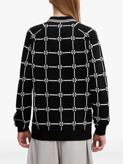 Fred Perry Geometric-pattern V-neck Sweater In Black