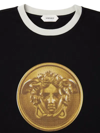 Versace Printed Cotton-jersey Regular T-shirt In Black