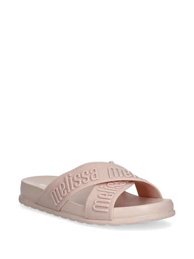 Melissa Logo-embossed Crossover Slides In Pink
