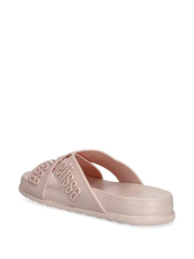 Melissa Logo-embossed Crossover Slides In Pink