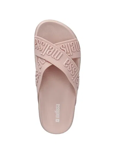 Melissa Logo-embossed Crossover Slides In Pink
