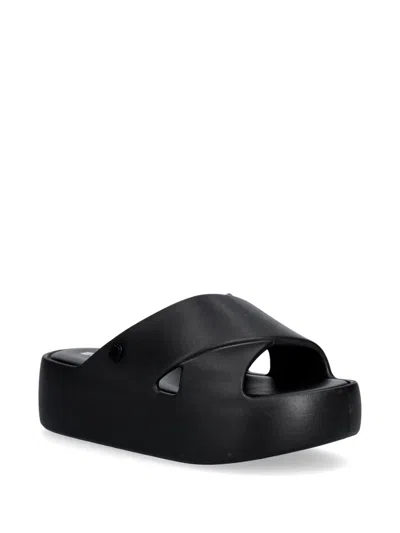 Melissa Cross-strap Platform Slides In Black