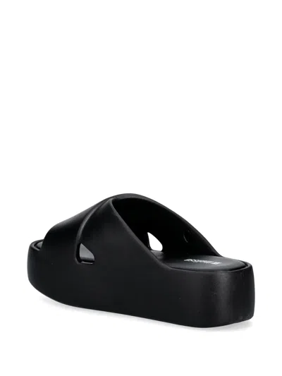 Melissa Cross-strap Platform Slides In Black