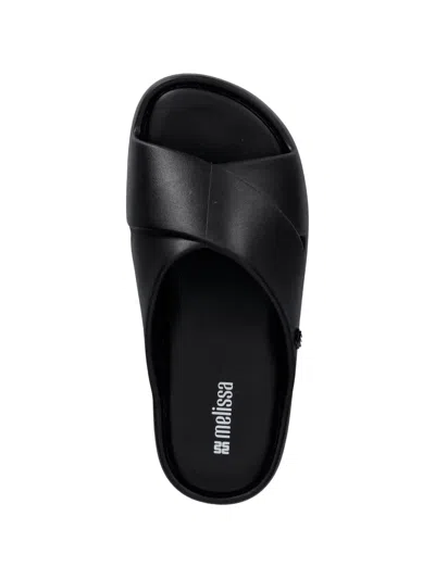 Melissa Cross-strap Platform Slides In Black