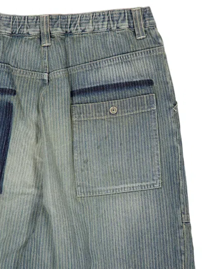Miharayasuhiro Stripe-pattern Paint-splatter Jeans In Blue