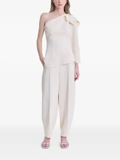 Fforme Lavinia Draped One-shoulder Top In White