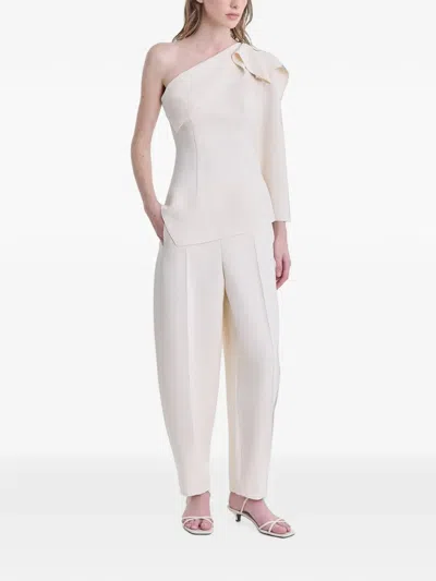 Fforme Lavinia Draped One-shoulder Top In White