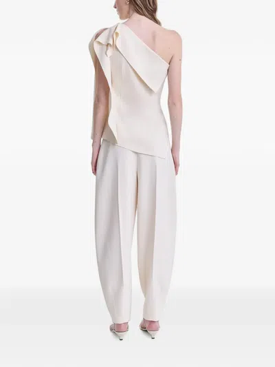 Fforme Lavinia Draped One-shoulder Top In White