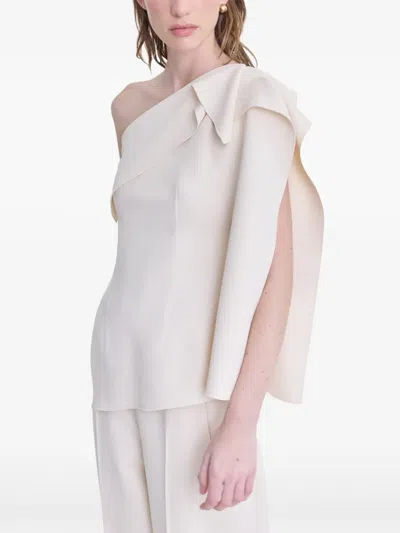 Fforme Lavinia Draped One-shoulder Top In White