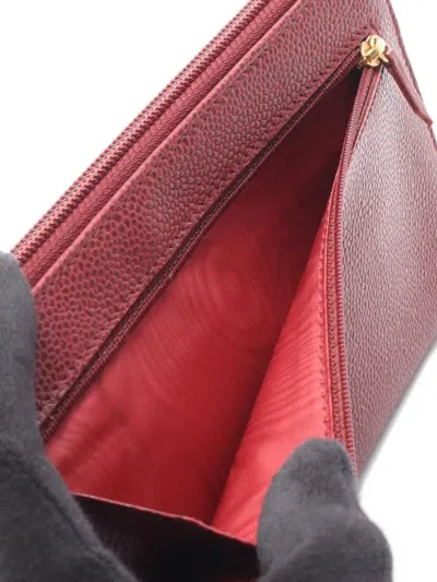 Pre-owned Chanel 2000-2002 Coco Mark Leather Wallet In Red