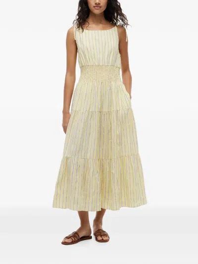 Tommy Hilfiger Tiered Seersucker Midi Dress In Neutral