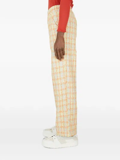 (d)ivision Check-pattern Contrasting-panel Trousers In Blue