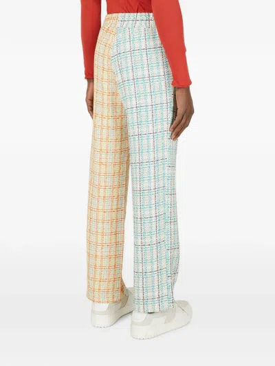 (d)ivision Check-pattern Contrasting-panel Trousers In Blue