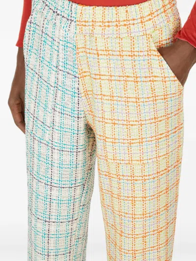 (d)ivision Check-pattern Contrasting-panel Trousers In Blue