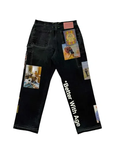 Better With Age Patchwork Carpenter Jeans In Black