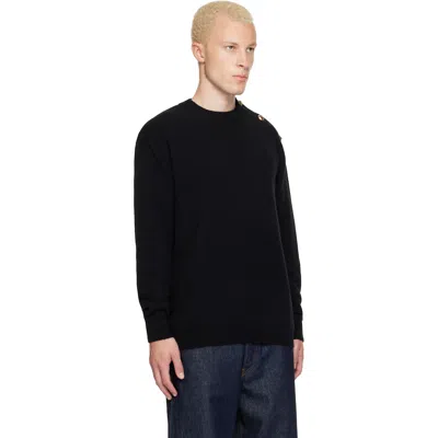 Balmain Black Buttoned Eco-cashmere Knit Sweater In Black