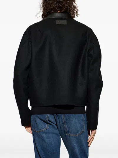 Givenchy Leather-collar Wool Jacket In Black