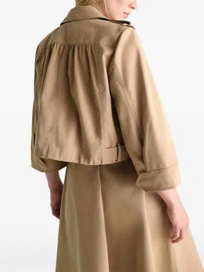 Dorothee Schumacher Luxury Layer Cropped Cotton-blend Jacket In Neutral