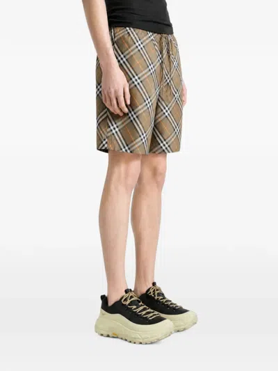 Burberry Check Drawstring Shorts In Neutral
