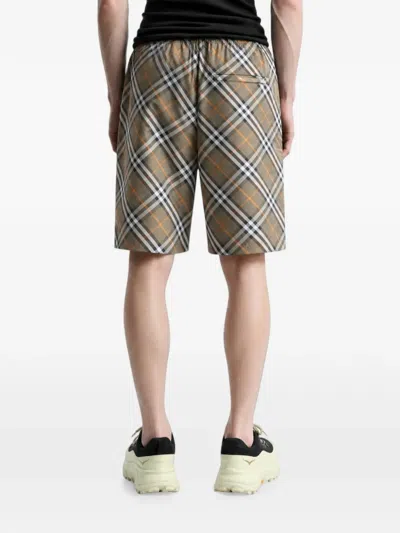 Burberry Check Drawstring Shorts In Neutral