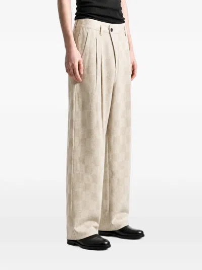Ziggy Chen Check-pattern Pleated Trousers In White