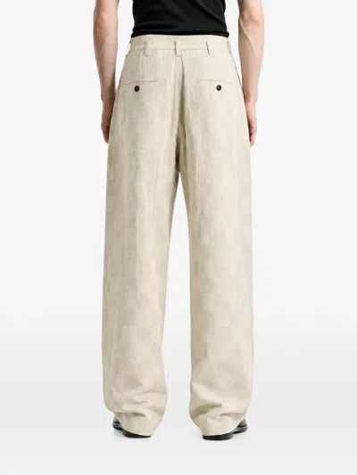 Ziggy Chen Check-pattern Pleated Trousers In White
