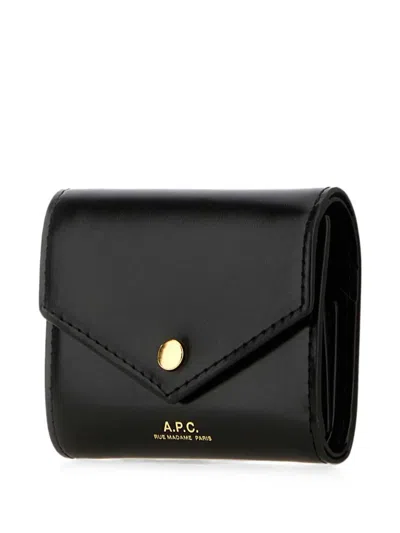 A.p.c. Envelope Leather Wallet In Black