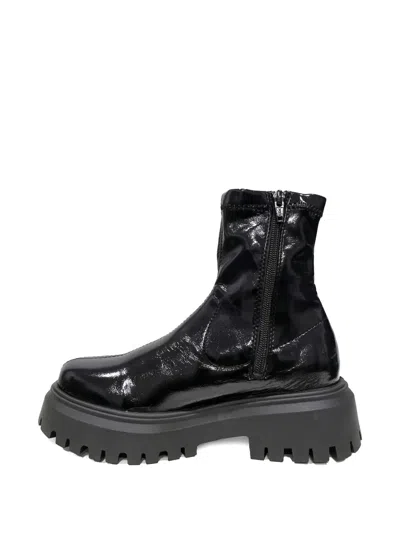 Altercore Morrigan Crinkled-texture Ankle Boots In Black
