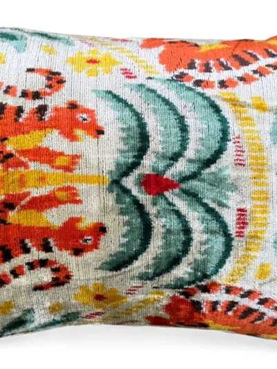 Les-ottomans Tiger-print Ikat-pattern Cushion In Multi