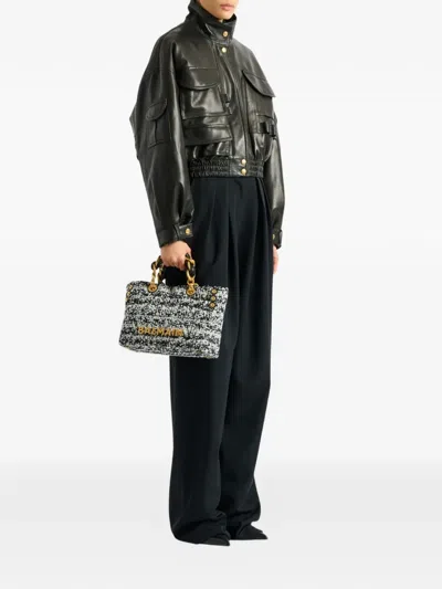 Balmain Small Soft 1945 Tote Bag In Tweed In Multi
