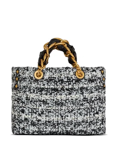 Balmain Small Soft 1945 Tote Bag In Tweed In Multi