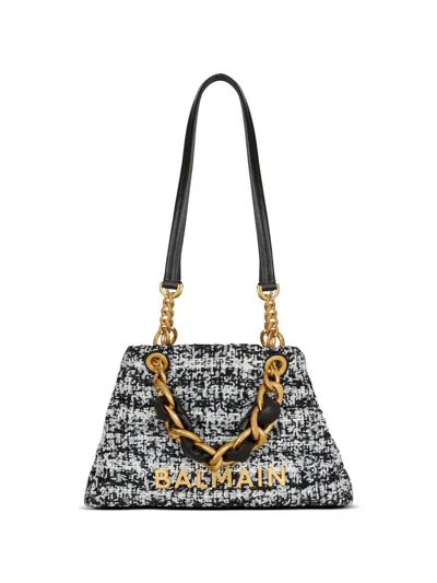 Balmain Small Soft 1945 Tote Bag In Tweed In Multi