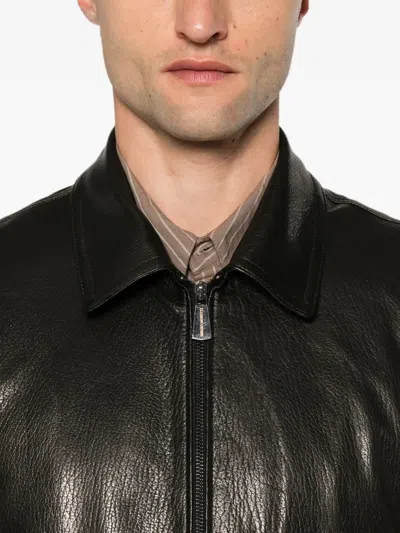 Sergio Moretti Firenze Grainy-leather Jacket In Black
