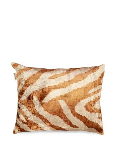 Les-ottomans Ikat-pattern Cushion In Orange