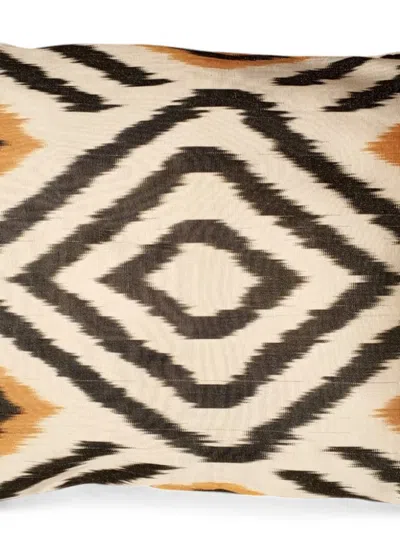 Les-ottomans Ikat-pattern Cushion In Brown