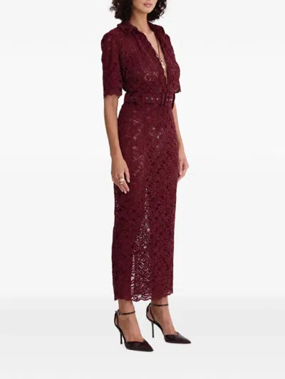Moos Studio Belted Lace Midi Dress In Multi