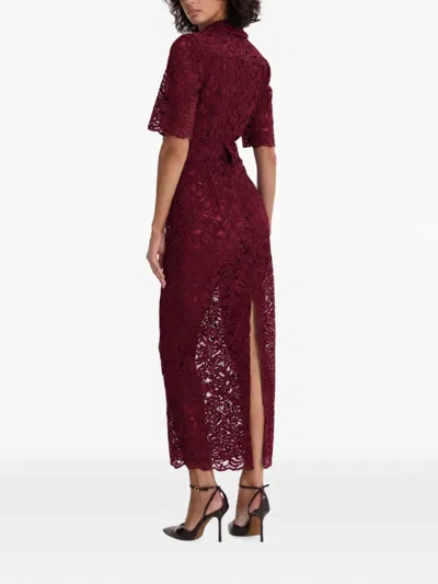 Moos Studio Belted Lace Midi Dress In Multi