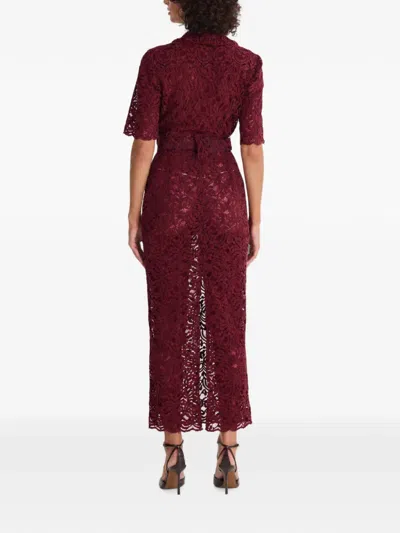 Moos Studio Belted Lace Midi Dress In Multi