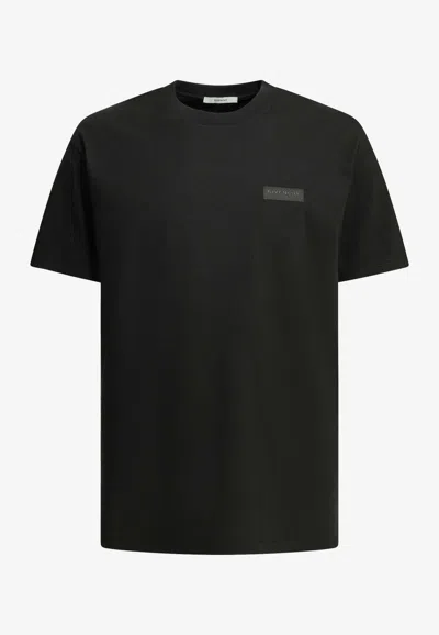 Givenchy Black Crewneck T-shirt With Logo Patch On The Front In Cotton Man In Black