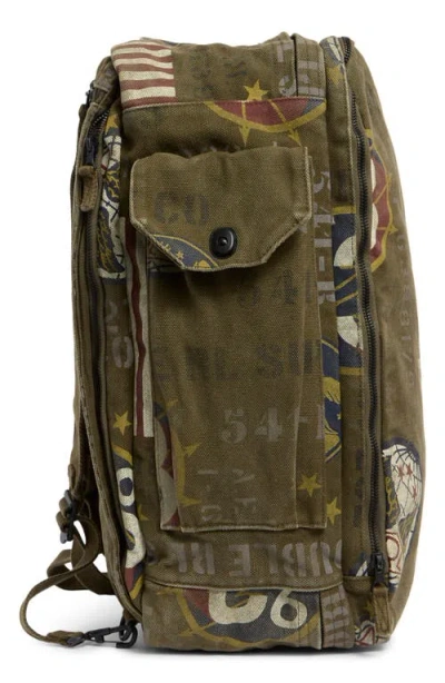 Double Rl Canvas Graphic Backpack In Green